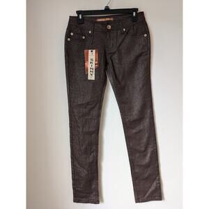 Highway Jeans Skinny Low Rise Brown Shimmery Sparkly Jeans Size 3 NWT